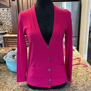 Ann Mashburn Sz S Women's Hot Pink Cashmere Cardigan Sweater Like New
